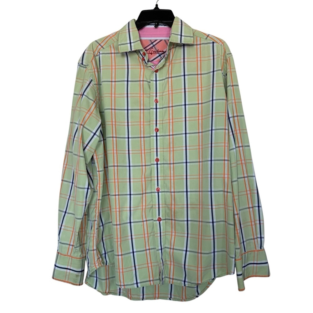Robert Graham Men’s Sz L Plaid Long Sleeve Shirt Flip Cuffs